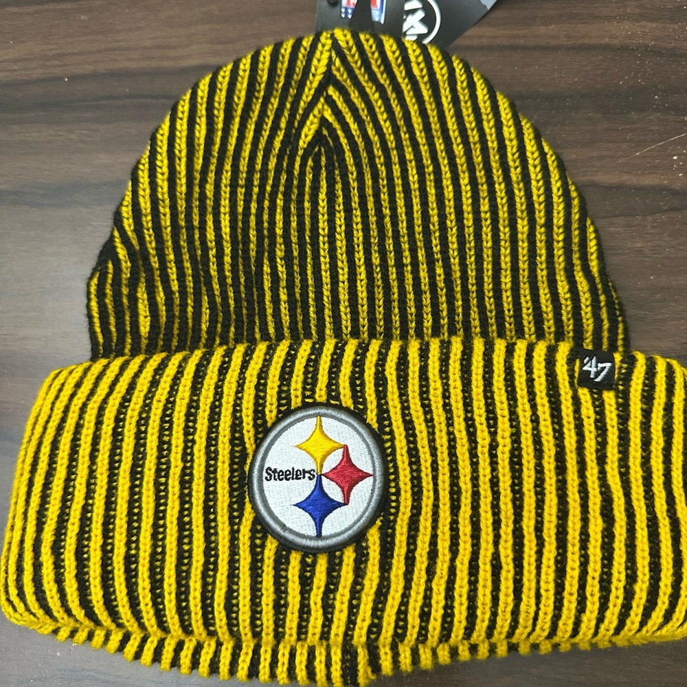 Men's Black and Yellow Striped Beanie